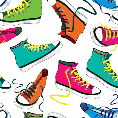 Sneakers tile background. Different sport shoes seamless pattern 523737 ...