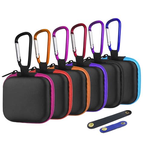 SENHAI 6 Pcs Square Portable Earbuds Case with Carabiners & 2 Pcs ...