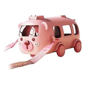 Maxbell Bus Shape Water Bottle for Kids with Strap, Sipper, and Straw ...