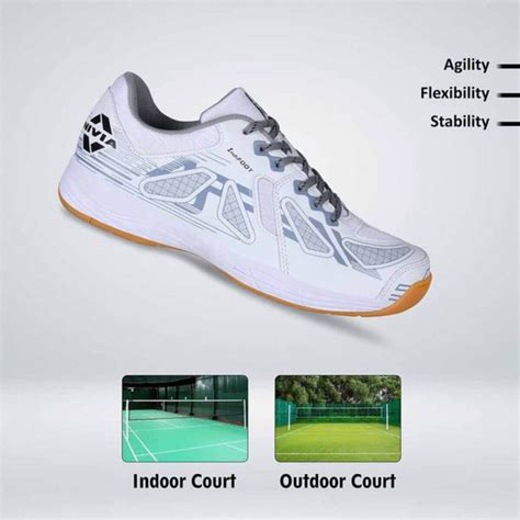 Nivia Appeal 3.0 Badminton Shoes -(White/Grey) – Sportswing.in