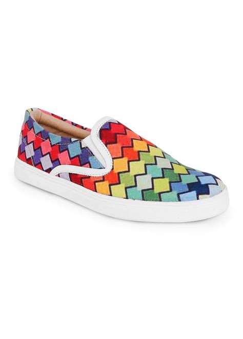 Get Geometric Rainbow Printed Slip-On Sneakers at ₹ 1925 | LBB Shop