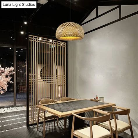 Rustic Rattan Pendant Light with Dome Shade, for Dining Rooms, Hand ...