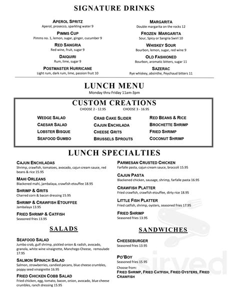 McAdoo's Seafood Company menu in New Braunfels, Texas, USA
