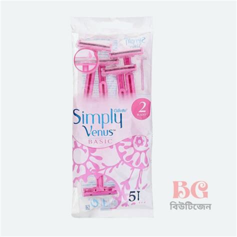 Gillette Simply Venus Basic 2 Blade Razors for Women – Pack of 5 ...