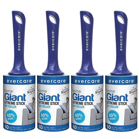 Evercare Giant Lint Roller Extra Large Sheets Refill 60 sheet 4 Pack ...