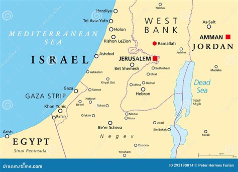 The Gaza Strip And Surroundings, A Palestinian Territory, Political Map Vector Illustration ...