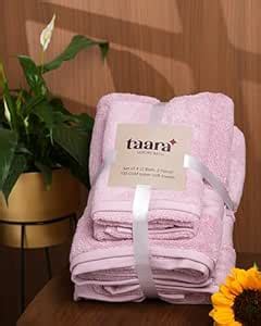 taara LUXURY BATH Towel Set, 700 GSM Cotton, 2 Bath and 2 Hand Towels ...
