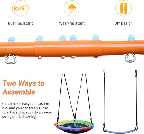 Buy Swing Set for Backyard, 440lbs Swing Set with Heavy-Duty A-Frame ...