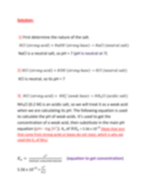 SOLUTION: How to find the ph of salts - Studypool