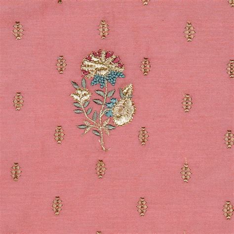 Hand Embroidery Lookalike Buta Buti Mixture on Gajari Silk Chanderi ...