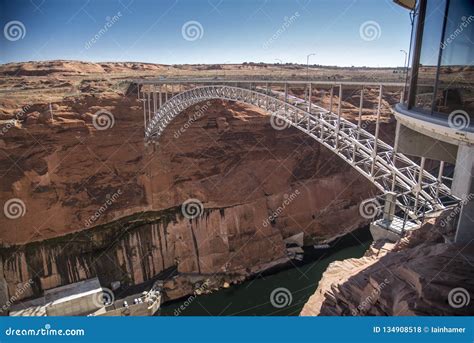 Glen Canyon Dam Bridge Page Arizona Stock Photo - Image of km33, built ...