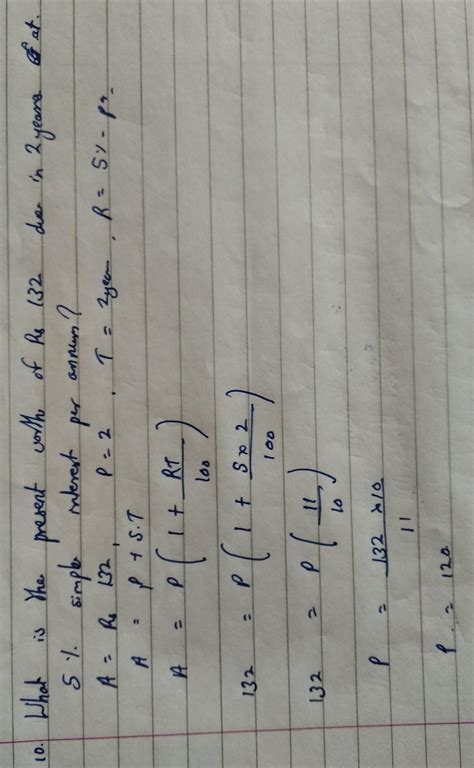 what is the present worth of rs.132 due in 2 years at 5% simple ...
