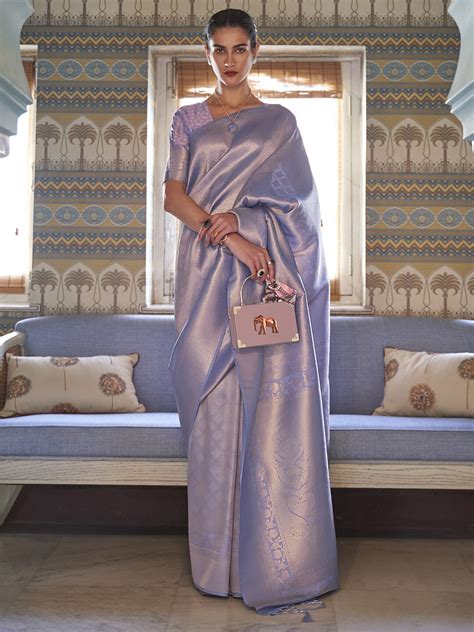 Mitera Lavender & Gold-Toned Woven Design Zari Saree - Price History