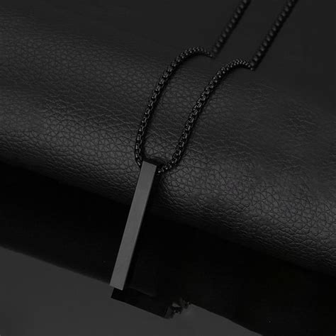 Buy Black Silver Plated Stainless Steel Anti Tarnish Bar Shaped Hip Hop ...