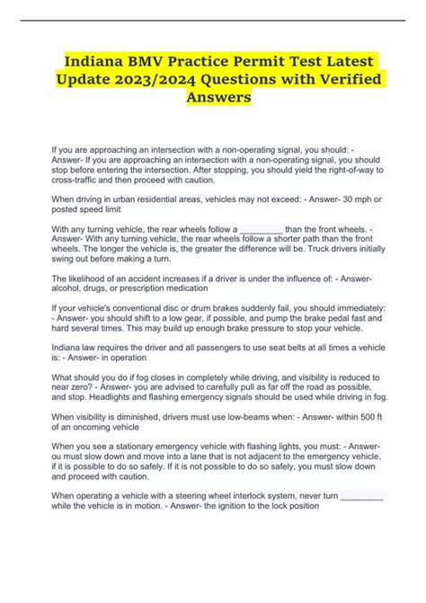 Indiana Practice Driving Test