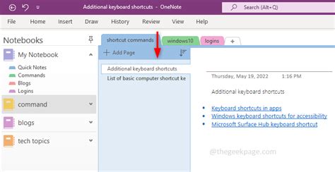 Image result for OneNote Sections Left Side
