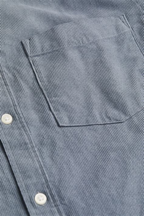 Regular Fit Corduroy shirt - Grey-blue - Men | H&M IN