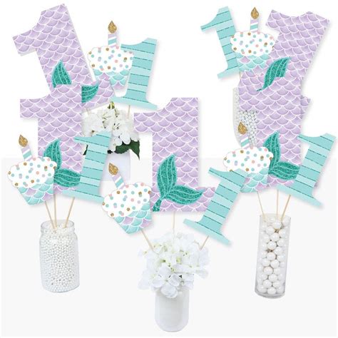1st Birthday Let's Be Mermaids - First Birthday Party Centerpiece ...