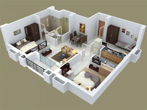 25个三居室户型装修3D布局效果图 - 设计之家