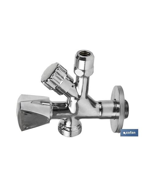 Vanne d'angle 1/2 x 3/4 x 3/8 modèle combiné