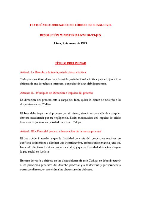 TUO Código Procesal Civil Peruano - TEXTO ÚNICO ORDENADO DEL CÓDIGO ...