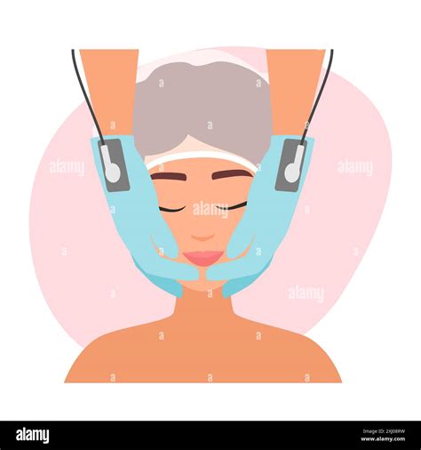 Lymphatic drainage massage of face with micro sensory electrode and microcurrent vector ...