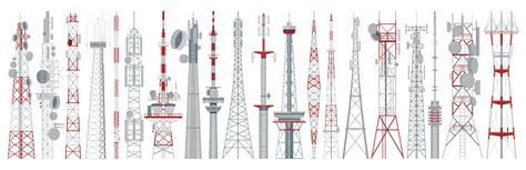 Radioturm isolierte Karikatursatzikone. Cartoon Set Icon Broadcast ...