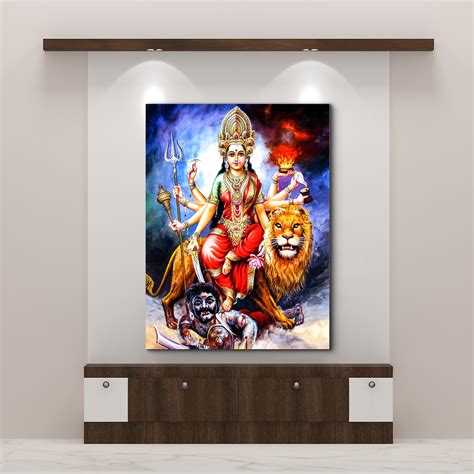 Frameless Beautiful Wall Painting for Home: Durga Mata – Flair Glass