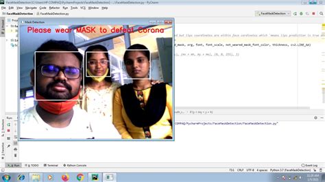 Face Mask Detection Using Python OpenCV 的图像结果