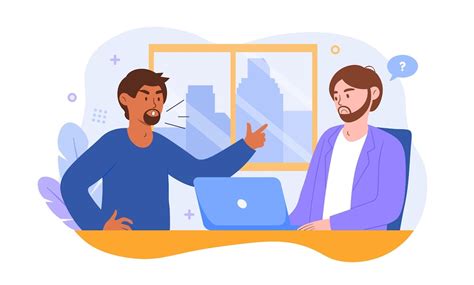 Le patron en colère réprimande l'employé concept le patron grince le ...