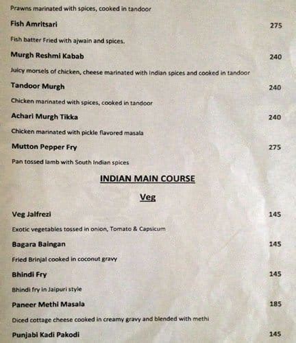 Menu at Jet Set - The Infantry Hotel, Bengaluru