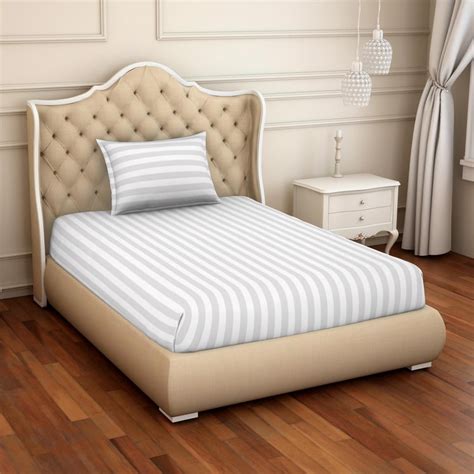 Buy SPACES Skyrise Cotton 210TC Striped 2Pcs Single Bedsheet Set from ...