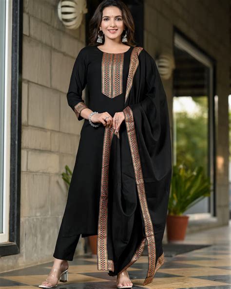 Women Viscose Rayon Kurta Pant Dupatta Set – AHMI