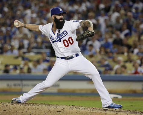 Los Angeles Dodgers' Brian Wilson works during the eighth inning of ...