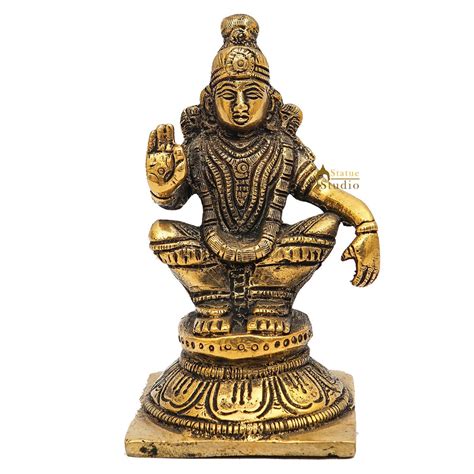 Brass Antique Lord Ayyappan Mini South Indian Idol Puja Room Religious ...