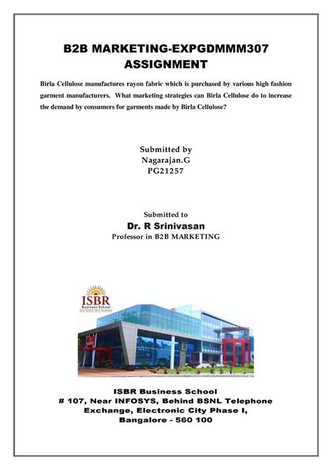 B2B Assignment Nagarajan G PG21257 - B2B MARKETING-EXPGDMMM ASSIGNMENT ...