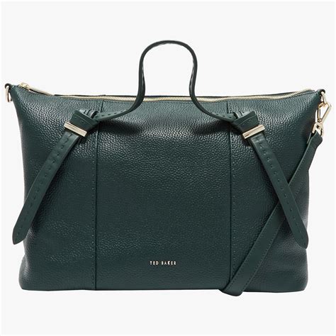 Ted Baker Oellie Knotted Handle Large Leather Tote Bag, Dark Green