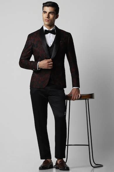 Buy Men Black Print Super Slim Fit Party Three Piece Suit Online ...