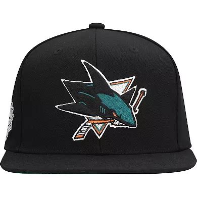 Men's Mitchell & Ness Black San Jose Sharks Core Top Spot Snapback Hat