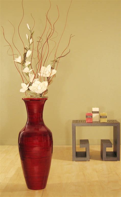 Bamboo Floor Vase and White Magnolias - Free Shipping Today - Overstock ...