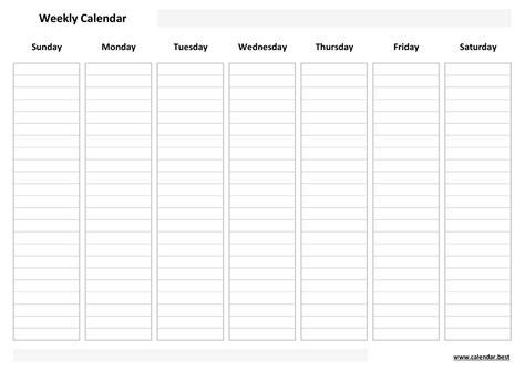 Blank Week Calendar With Times