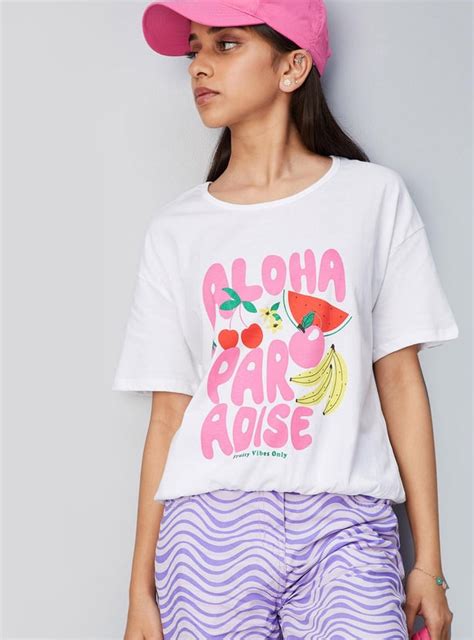 Buy Girls Elasticated Hem Graphic T-shirt Online at just Rs. 299.0 ...