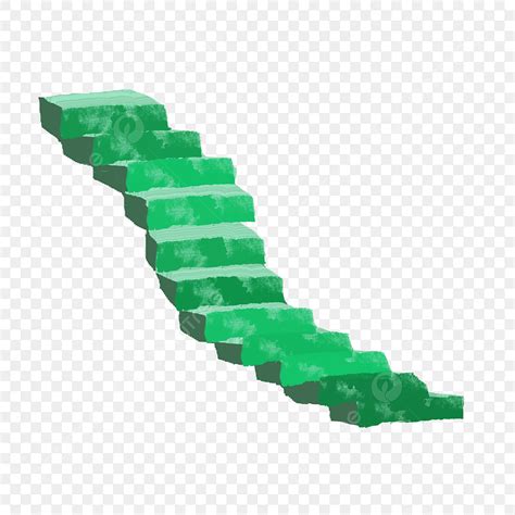 Cartoon Stairs White Transparent, Green Stairs Cartoon Illustration ...