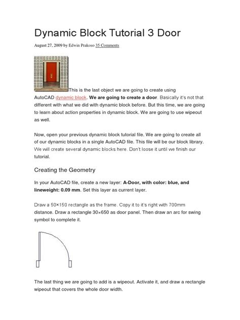 Dynamic Block Tutorial 3 Door | PDF | Door | Computer Programming