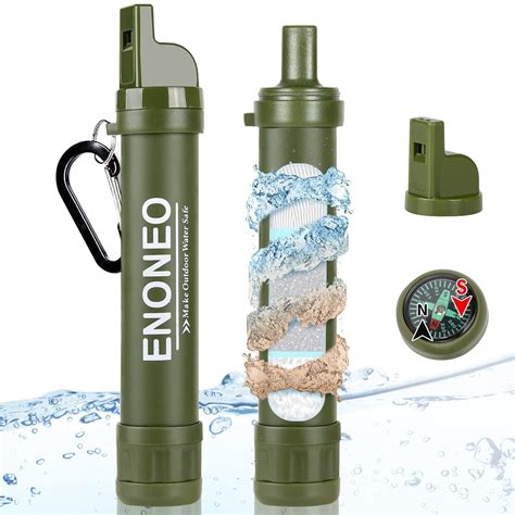 ENONEO Personal Water Filter Straw 1500L 4 in 1 Outdoor Survival Water ...