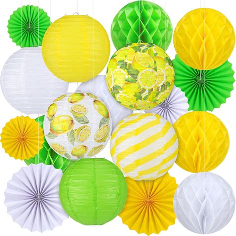 Amazon.com: Retisee 18 Pcs Lemon Party Decorations Kit Yellow Paper ...