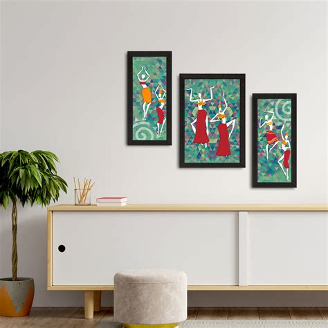 Set of 3 Tribal Theme Satin Matt Textured UV Art Painting - eCraftIndia ...