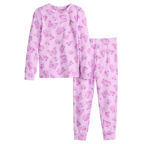 Toddler Girl Cuddl Duds® Snug Fit Long Sleeve 2-pc. Butterfly Pajama ...