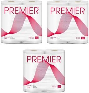 Premier Tissue 3 Ply Quick Absorbent Toilet Tissue Papers 12 Rolls ...
