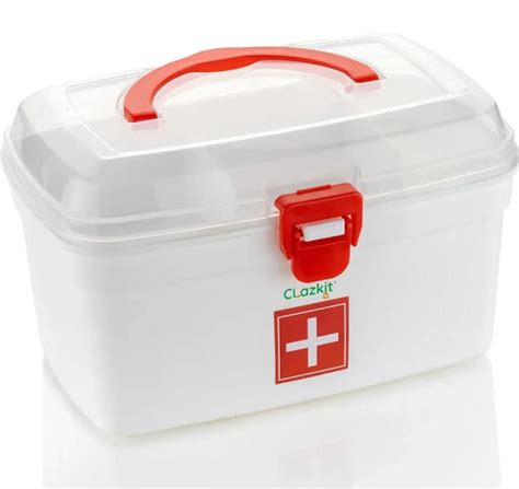 BPA-Free Emergency Detachable Tray Medical Box (White, Plastic ...
